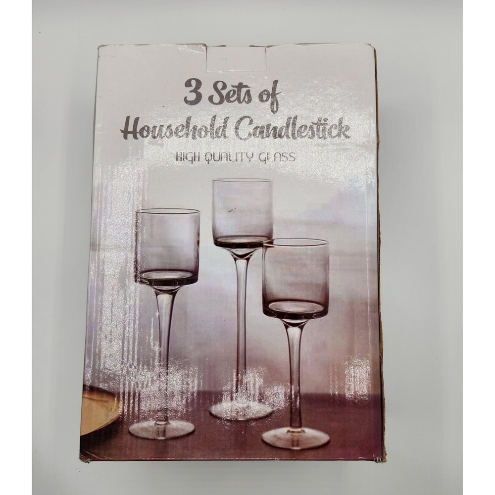 Candle Holders Decorative Set of 3 for Home Decor Glass